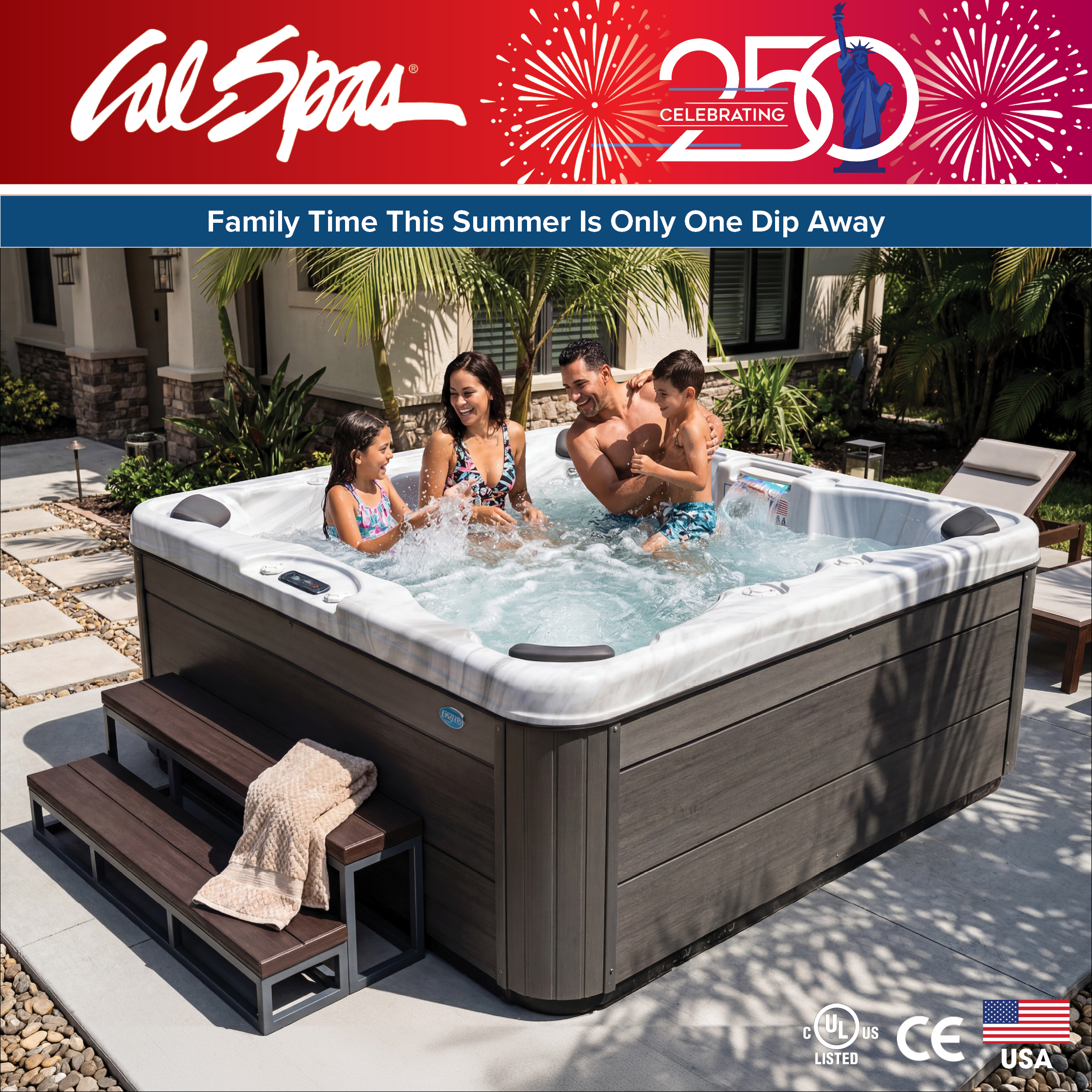 Calspas hot tub being used in a family setting - Lynwood